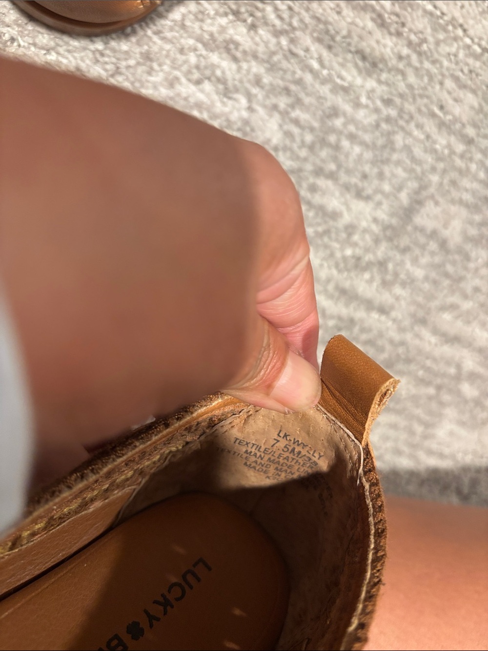 Lucky Brand Brown and Yellow Crochet Slip-On Flats 7.5 - Picture 6 of 7